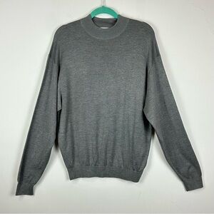 Pronto Uomo  Men’s Silk Cotton Gray Mock Neck Sweater L Classic Minimalist